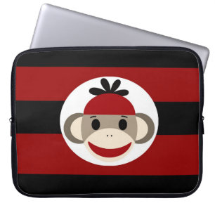 Cool Sock Monkey Beanie Hat Red Black Stripes Laptopschutzhülle