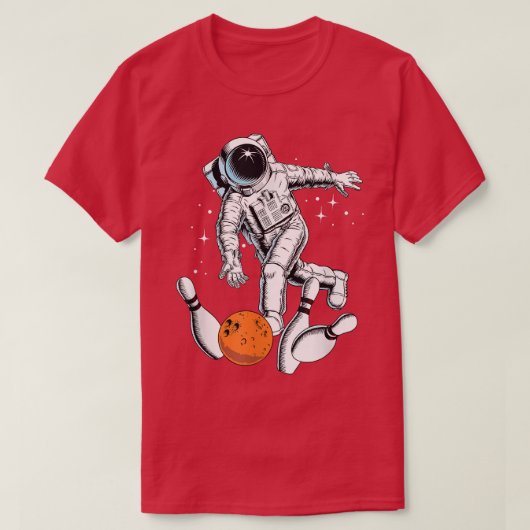 Cool Space Astronaut Playing Bowling Graphic Desig T-Shirt (Design vorne)