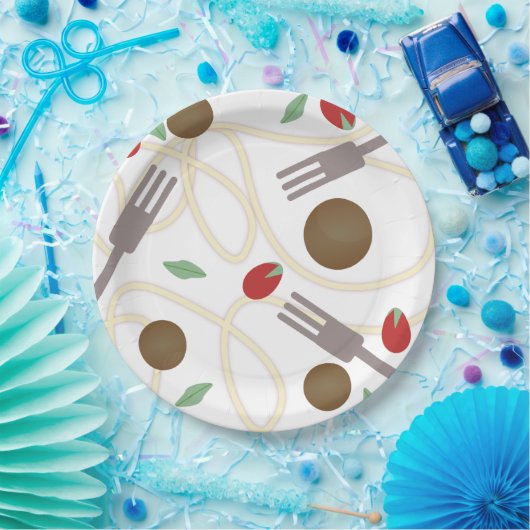 Cool Spaghetti Meatballs Muster Pappteller (Party)