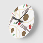 Cool Spaghetti Meatballs Muster Runde Wanduhr (Winkel)