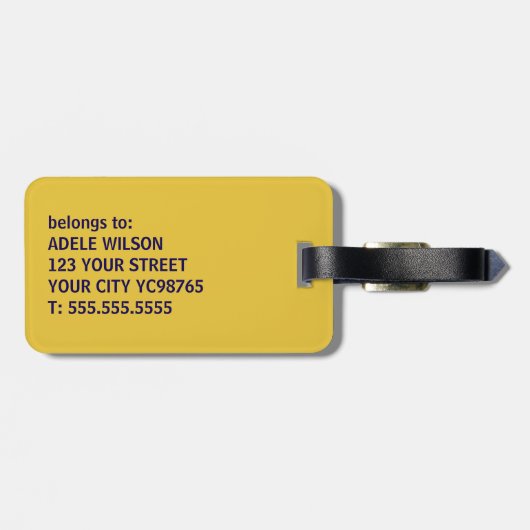 Cool Spaß Blue Golden Yellow Summer Vibes Gepäckanhänger (Rückseite horizontal)