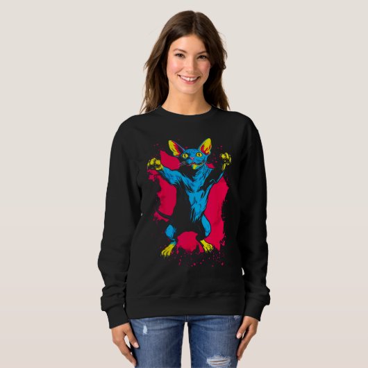 Cool Sphynx Hairless Cat Sweatshirt (Vorne ganz)
