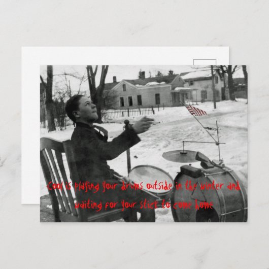 Cool spielt im Winter Drums im Freien Postkarte (Vorne/Hinten)