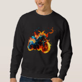 Cool sporty Motorcycle on Fire Sweatshirt (Vorderseite)