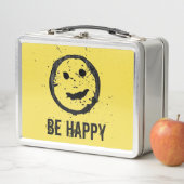 Cool Stained Happy Smiling face Custom text yellow Metall Brotdose (Beispiel)