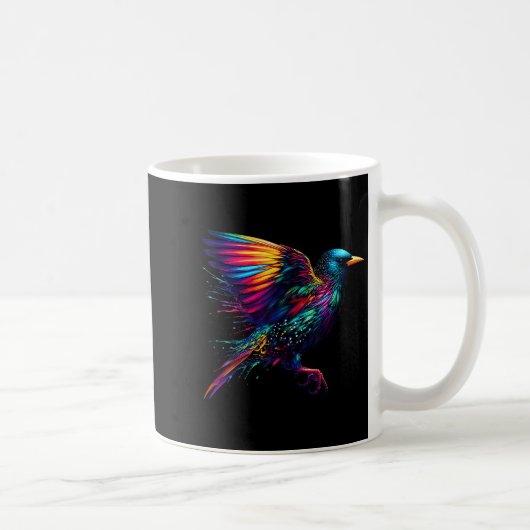 Cool Starling Bird Srit Animal Illustration Tie Dy Kaffeetasse (Rechts)