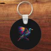 Cool Starling Bird Srit Animal Illustration Tie Dy Schlüsselanhänger (Vorderseite)