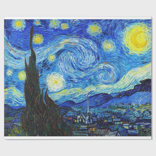 Cool Starry Night Vincent Van Gogh Gemälde ART Geschenkpapier (Flach)