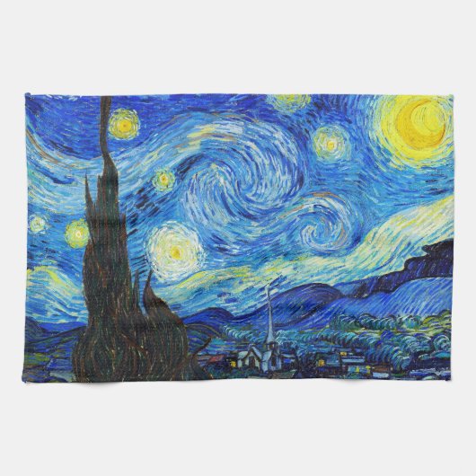 Cool Starry Night Vincent Van Gogh Gemälde Handtuch (Horizontal)