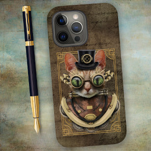 Cool Steampunk Orange Tabby Cat Case-Mate iPhone 14 Pro Max Hülle