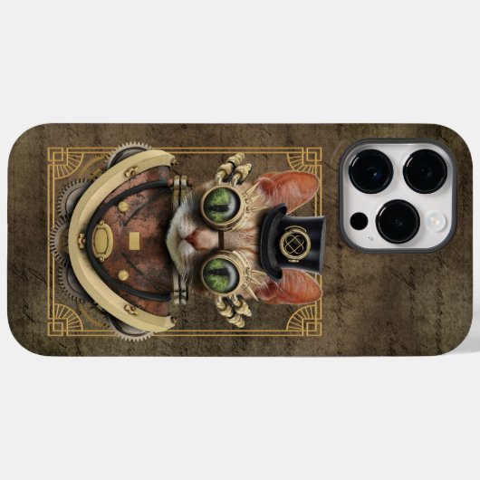 Cool Steampunk Orange Tabby Cat Case-Mate iPhone Hülle (Rückseite (Horizontal))