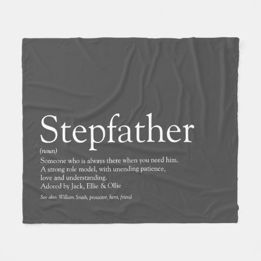 Cool Stepfather, Stepdad Definition Modernes Grau Fleecedecke (Vorderseite (Horizontal))