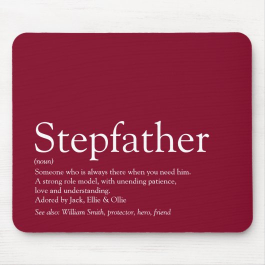 Cool Stepfather, Stepdad Definition Spaß Burgund Mousepad (Vorne)