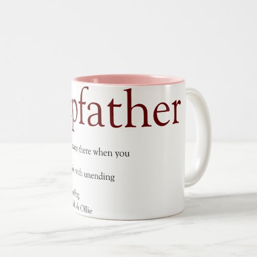 Cool Stepfather, Stepdad Definition Spaß grau pink Zweifarbige Tasse (VorderseiteRechts)