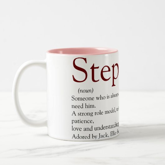 Cool Stepfather, Stepdad Definition Spaß grau pink Zweifarbige Tasse (Links)