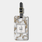 Cool Stone White Gold Marmortextur, Monogramm Gepäckanhänger (Vorderseite vertikal)