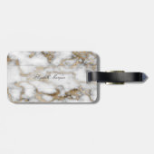 Cool Stone White Gold Marmortextur, Monogramm Gepäckanhänger (Rückseite horizontal)