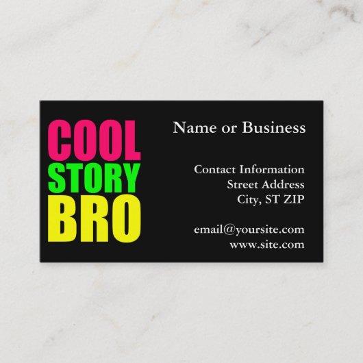 Cool Story Bro in Neon Style Farben Visitenkarte (Vorderseite)