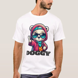 Cool Street Style Bear Illustration - Trendy Carto T-Shirt
