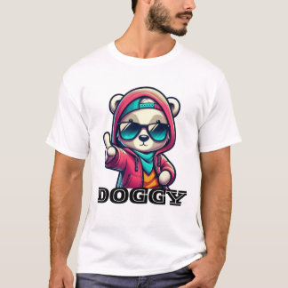 Cool Street Style Bear Illustration - Trendy Carto T-Shirt