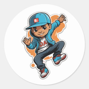 Cool Street Style Boy Cartoon-Zeichenketten-Aufkle Runder Aufkleber