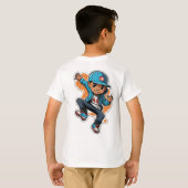Cool Street Style Boy Cartoon-Zeichenketten-Aufkle T-Shirt (Schwarz voll)