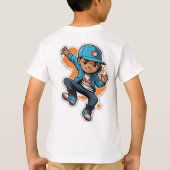 Cool Street Style Boy Cartoon-Zeichenketten-Aufkle T-Shirt (Rückseite)