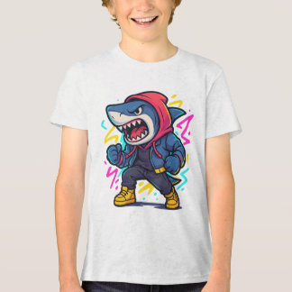Cool Streetwear Shark Cartoon T - Shirt