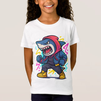 Cool Streetwear Shark Cartoon T - Shirt