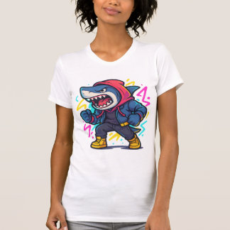Cool Streetwear Shark Cartoon T - Shirt