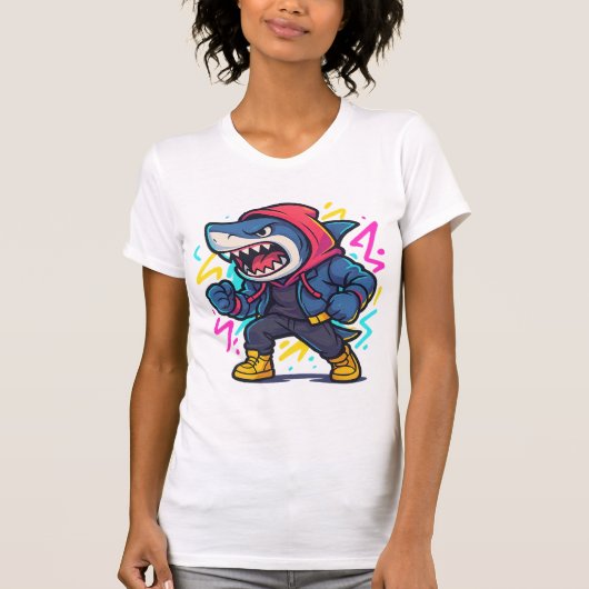 Cool Streetwear Shark Cartoon T - Shirt (Vorderseite)