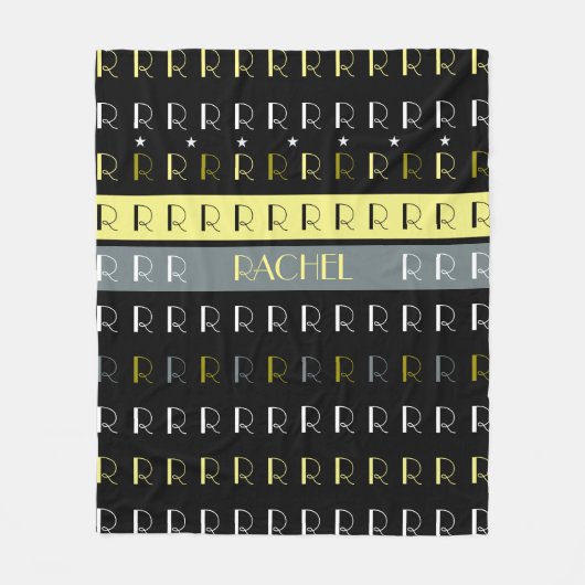 Cool Streifen Repliziertes Monogramm auf schwarz Fleecedecke (Vorderseite)