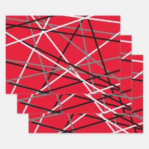 Cool Strickgitarre Rot Grau Schwarz Geschenkpapier Set