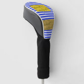Cool Stripes Blue Gold Geometric  Golf Headcover (angewinkelt)