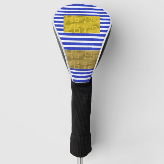Cool Stripes Blue Gold Geometric  Golf Headcover (Vorderseite)