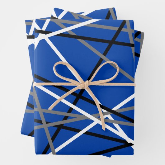 Cool Stripte Gitarre Blau Grau Schwarz Geschenkpapier Set (Beispiel)
