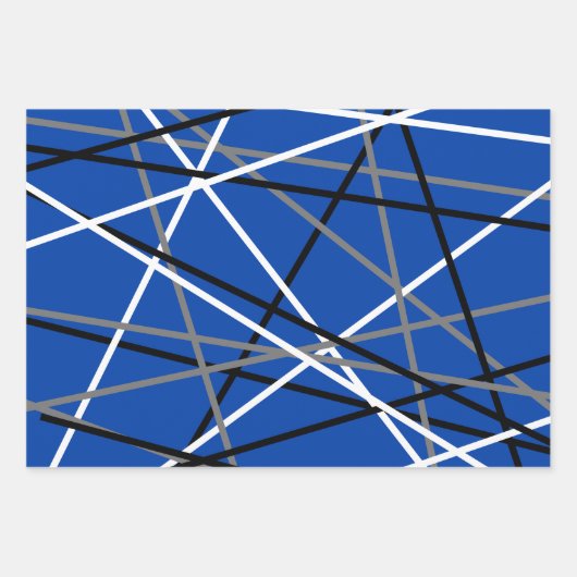 Cool Stripte Gitarre Blau Grau Schwarz Geschenkpapier Set (Vorderseite)