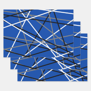 Cool Stripte Gitarre Blau Grau Schwarz Geschenkpapier Set