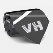Cool Stripte Gitarre Graue Schwarz-Initialen Krawatte (Gerollt)