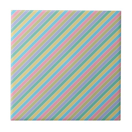 Cool Stylish Colorful Diagonal Striped Fliese (Vorderseite)