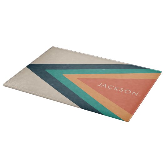 Cool Stylish Retro Stripes Personalized  Schneidebrett (Ecke)