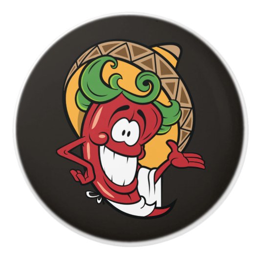 cool Südwestliche Paprika-Dekoration Keramikknauf (Vorderseite)