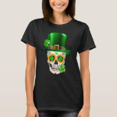 Cool Sugar Skull St Patrick's Day Shamrock Irish L T-Shirt (Vorderseite)