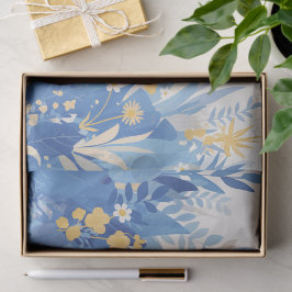 Cool Summer Blue Floral Botanical Garden Seidenpapier