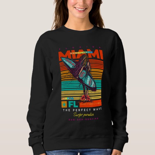 Cool Summer Miami FL. Adventure Illustration Outfi Sweatshirt (Vorderseite)