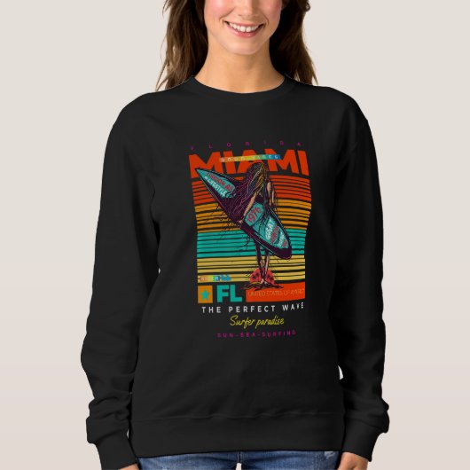 Cool Summer Miami FL. Adventure Illustration Outfi Sweatshirt (Vorderseite)