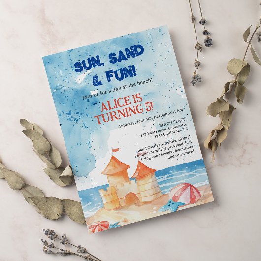 Cool Sun Fun Beach Party Sandburg Kindergeburtstag Einladung