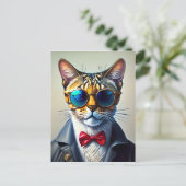 Cool Sunglass Cat # 2 Postkarte (Stehend Vorderseite)