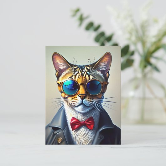 Cool Sunglass Cat # 2 Postkarte (Stehend Vorderseite)