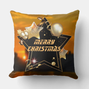 Cool Sunrise Black Gold Metallic Star Xmas New Ye Kissen
